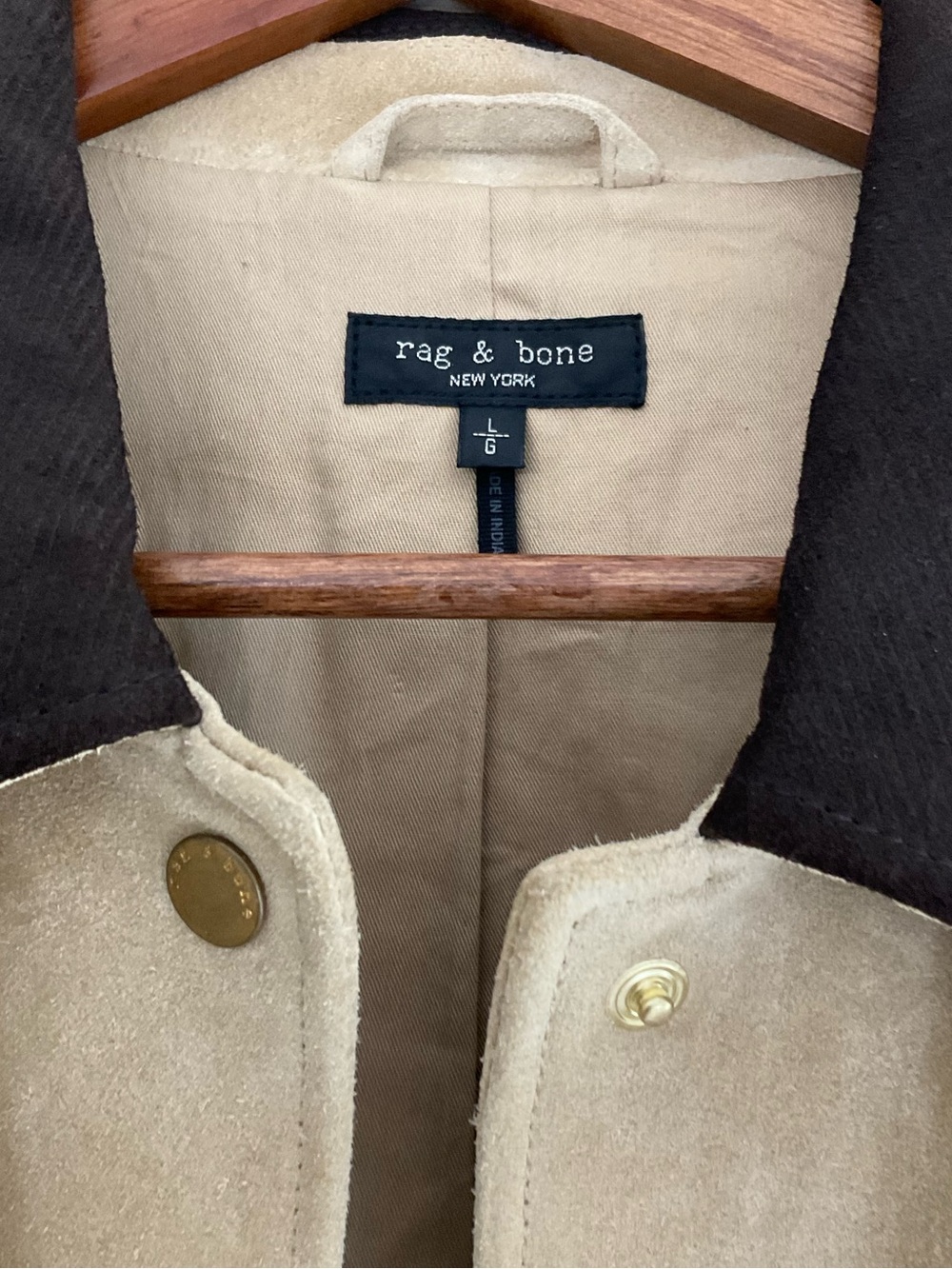Rag & Bone Cassidy Suede Jacket Large Beige Brown Corduroy Collar NWOT - Picture 3 of 4